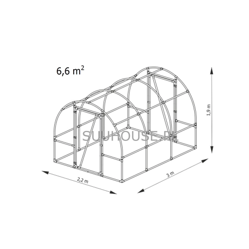 Tunel foliowy B3 [6,6 m2] 3 x 2,2 x 1,9 m z folią UV4